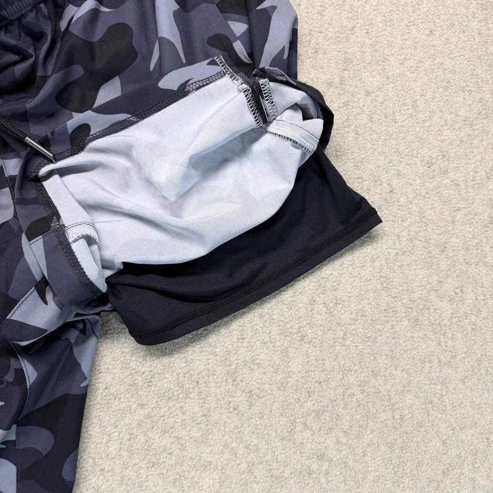 Maamgic‎ Mens Swim Trunks Lot of 2 XXL Lined Black Print Gray Camo Shorts